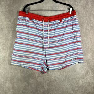 Southern Marsh Swim Shorts Trunks Mens Medium Blue Red Striped Drawstring